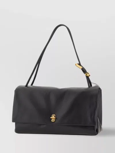 Marc Jacobs The Double Top Handle Leather Bag In Black