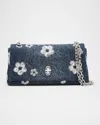 Marc Jacobs The Dual Chain Sequin Daisy Denim Wallet On A Chain In Vintage Indigo