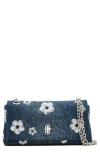 Marc Jacobs The Dual Chain Sequin Daisy Denim Wallet On A Chain In Vintage Indigo
