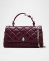 Marc Jacobs The Dual Chain Diamond Quilted Convertible Leather Shoulder Bag In Purple