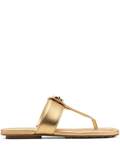 Marc Jacobs The Dual Gold Sandal With Gold Logo In Multi