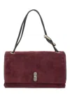 Marc Jacobs Rectangular Suede Shoulder Bag With Adjustable Strap In Burgundy