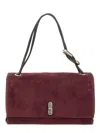 Marc Jacobs Rectangular Suede Shoulder Bag With Adjustable Strap In Burgundy