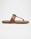 Marc Jacobs The Dual T Leather Sandals In Brandy