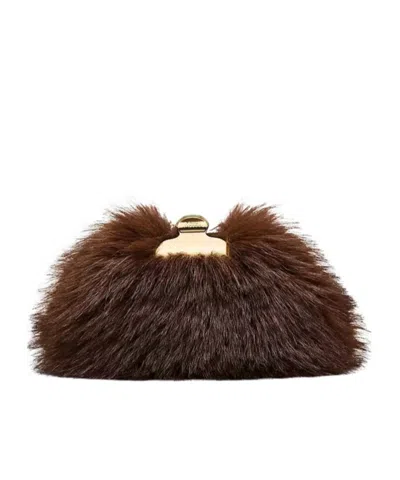 Marc Jacobs The Faux Fur Glam Small Clutch In Brown