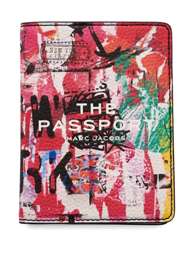 Marc Jacobs The Fraffiti Leather Passport Case In Red