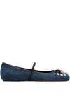 Marc Jacobs The Gem Denim Crystal-embellished Ballet Flats In Blue