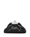 Marc Jacobs The Glam Claw Clip Leather Clutch In Black