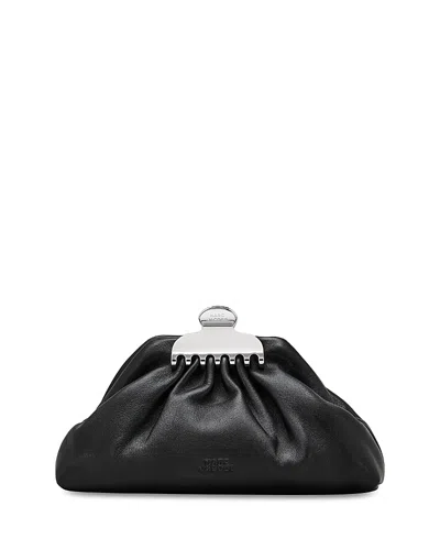 MARC JACOBS THE GLAM CLAW CLIP LEATHER CLUTCH