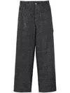 Marc Jacobs Glam Crystal Oversized Jeans In 黑色