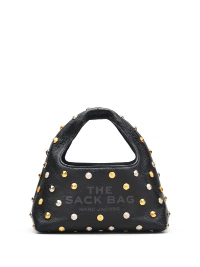 Marc Jacobs The Glam Studs Leather Mini Sack Bag In 黑色