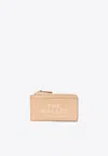 Marc Jacobs The Grained Leather Top Zip Cardholder In Beige