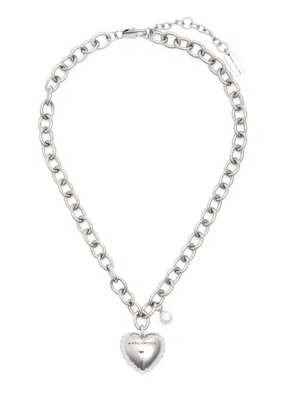 Marc Jacobs The Heart Balloon Locket Necklace In Silver