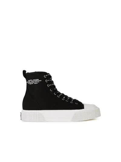 MARC JACOBS THE HIGH TOP BLACK CANVAS SNEAKERS