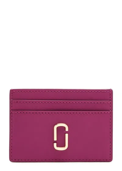 Marc Jacobs The J Marc Leather Card Holder In Dark Pink