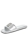 Marc Jacobs The J Marc Metallic Slide Sandals In Silver