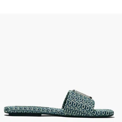 Marc Jacobs The J Marc Washed Monogram Denim Sandals In Blue