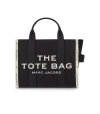 Marc Jacobs The Medium Tote Black Tote Bag With Contrasting Logo Embroidery In Cotton Blend Woman In Black