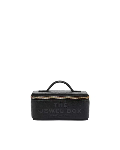 Marc Jacobs The Jewel Box Black Handbag With Logo Lettering Embossed On The Front In Leather Woman
