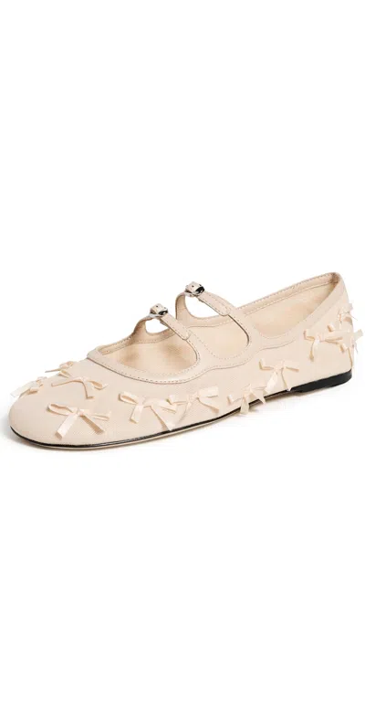 Marc Jacobs Mesh Kiki Ballerinas Bow Straps Flat In Neutral