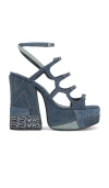 Marc Jacobs Kiki 125 Deconstructed Denim Platform Sandals In Multi