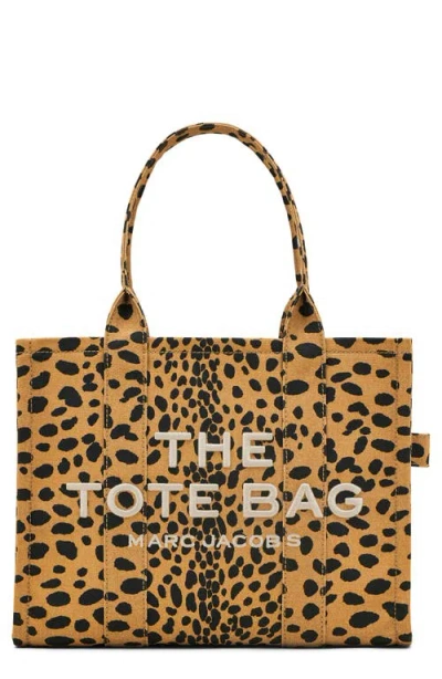 Marc Jacobs The Large Cheetah Cotton Canvas Tote In Brown/black Multi