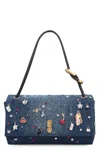 Marc Jacobs The Large Double Bag In Denim Trinket Charm In Blue