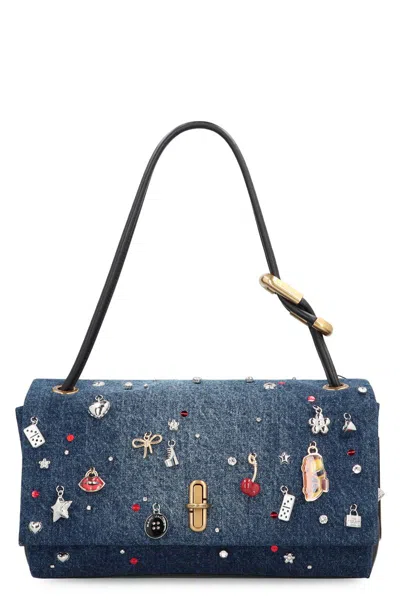 Marc Jacobs The Large Double Bag In Denim Trinket Charm In Blue