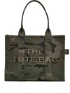 Marc Jacobs Camouflage Pattern Dark Green Tote Bag With Embroidered Logo In Gray