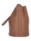 Marc Jacobs 'the Bucket' Brown Crossbody Bag With Embossed Logo On The Front In Buff