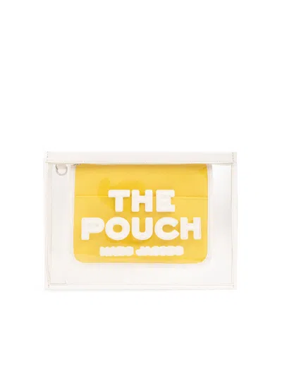 Marc Jacobs The Large Pouch Logo Clutch Bag In White