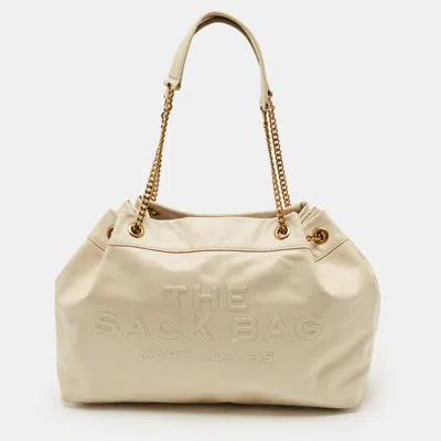 Pre-owned Marc Jacobs The Large Sack Ivory Glossy Leather Bag In White