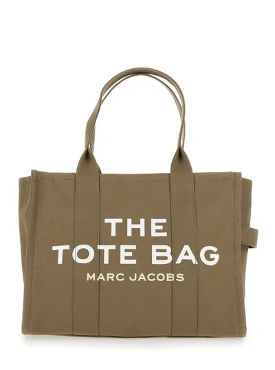 MARC JACOBS 'THE LARGE TOTE' GREEN TOTE BAG WITH CONTRASTING LOGO PRINT