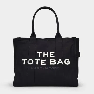 Marc Jacobs The Large Black Canvas Tote Bag In Black Fabric
