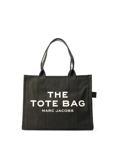 Marc Jacobs Shopper The Large Black Canvas Tote In Nero Neri E Grigi
