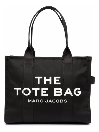 Marc Jacobs Large Cotton Tote Bag In Black