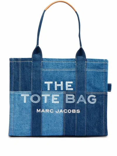 Marc Jacobs The Large Tote Patchwork Denim Bag In Blue