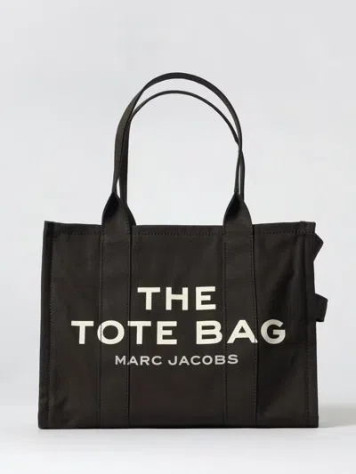 Marc Jacobs The Large Tote Bag In Cotton Canvas With Contrasting Logo In Black