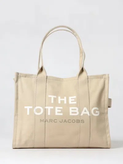 Marc Jacobs The Large Tote Bag In Cotton Canvas With Contrasting Logo In Neutral