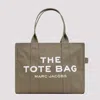 MARC JACOBS THE LARGE TOTE BAG IN SLATE GREEN COTTON