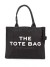 Marc Jacobs The Large Tote Black Tote Bag With Contrasting Logo Print In Cotton Black Woman