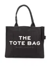 Marc Jacobs The Large Tote Black Tote Bag With Contrasting Logo Print In Cotton Black Woman