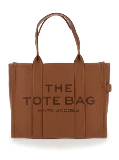 Marc Jacobs Sac Cabas The Leather Large Tote Bag In Marron