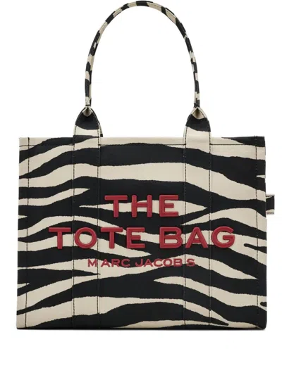 Marc Jacobs The Large Zebra Canvas Tote In White/black