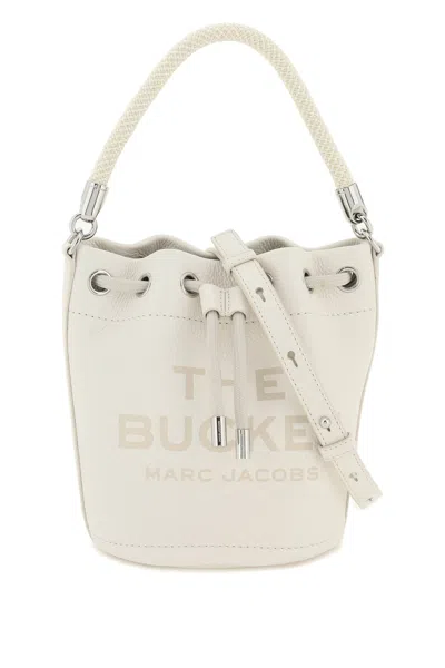 Marc Jacobs Chalk Leather The Bucket Bucket Bag In Cotton Silver (white)