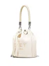 MARC JACOBS 'THE LEATHER BUCKET' WHITE HANDBAG WITH DRAWSTRING AND FRONT LOGO IN HAMMERED LEATHER WOMAN