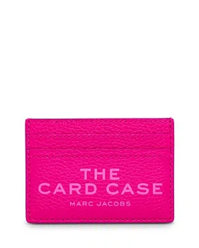 Marc Jacobs The Leather Card Case In Hot Pink/nickel