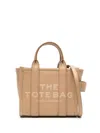Marc Jacobs 'the Mini Tote' Beige Tote Bag With Logo Lettering On The Front In Grained Leather Woman In Beige
