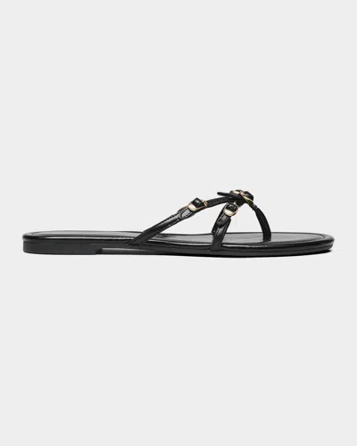 Marc Jacobs The Leather Kiki Thong Sandals In Black