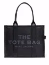 Marc Jacobs 'the Large Tote Bag' Black Shoulder Bag With Logo Lettering